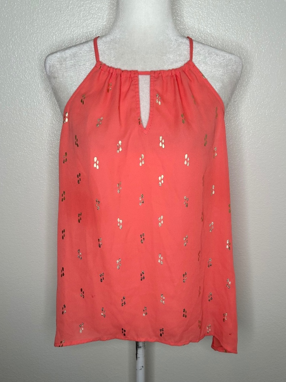 Collective Concepts For Stitch Fix Womens Coral Gold Patterned Tank Top Size S